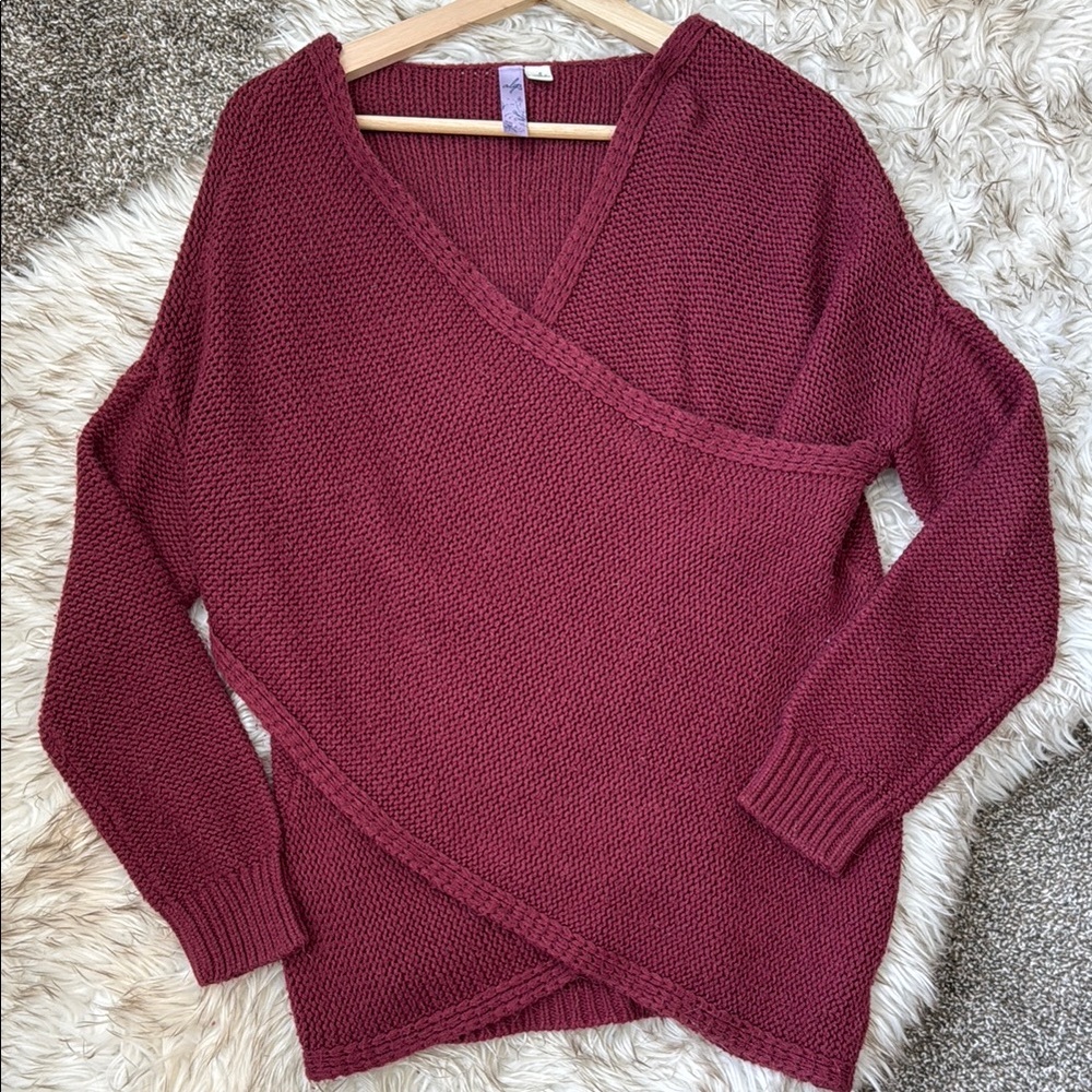 Rose Red Wrap Sweater